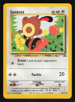 Pokemon Neo Discovery #63/75 Sentret Card TCCCX - Image 1