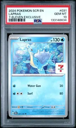 PSA 10 Lapras 031 Pokemon Scr En Stellar Crown 2024 7 Eleven Exclusive - Image 1