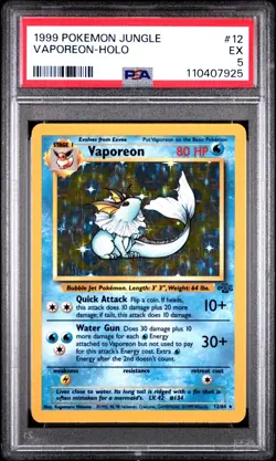 Pokemon 1999 Vaporeon 12/64 Holo Rare Unlimited Jungle PSA 5 - Image 1