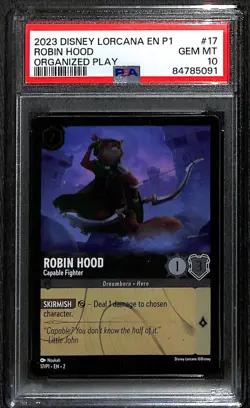 Disney Lorcana Robin Hood Capable Fighter Cold Foil Promo 17/P1 PSA 10 - Image 1