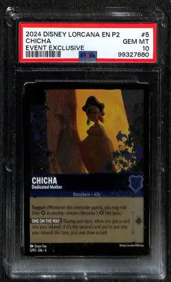 Disney Lorcana Chicha Dedicated Mother Cold Foil Promo 5/P2 PSA 10 - Image 1