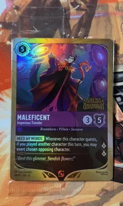 Lorcana Wilds Unknown Promo Maleficent Imperious Traveler Sealed Card - Image 1