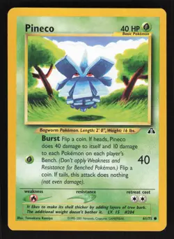 Pokemon Neo Discovery #61/75 Pineco Card TCCCX - Image 1