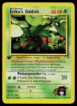 Pokemon Card - Erika's Oddish Gym Heroes 47/132 1st Edition Uncommon - Image 1
