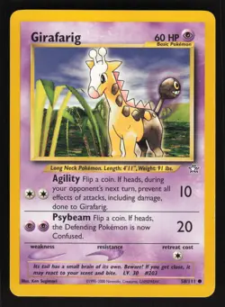 Pokemon Neo Genesis 58/111 Girafarig Card TCCCX C - Image 1