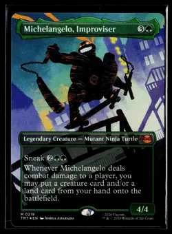 NM-Mint, English MTG Foil Michelangelo, Improviser - Foil - Borderless Teenage M - Image 1