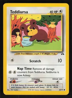 Pokemon Neo Discovery #65/75 Teddiursa Card TCCCX - Image 1