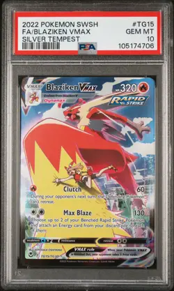 Blaziken Vmax TG15/TG30 Trainer Gallery Silver Tempest Pokemon English PSA 10 - Image 1
