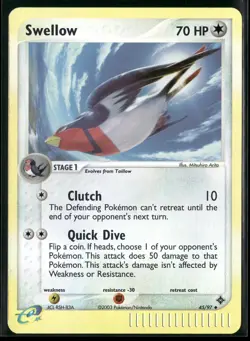 SWELLOW 45/97 UC LP DRAGON POKEMON REVERSE HOLO - Image 2