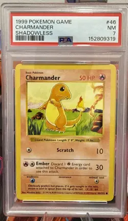 1999 Pokemon Shadowless Charmander PSA 7 46/102 - Image 1