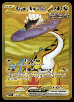 Raging Bolt ex Hyper Rare 218/162 SV05: Temporal Forces Pokemon - Image 1