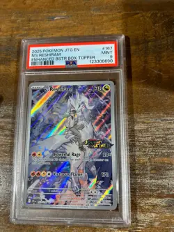 POKEMON 2025 Journey Together Enhanced Box Topper N'S RESHIRAM #167 PSA 9 Mint 2 - Image 1