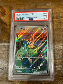 POKEMON 2025 SVP En Unova Illus. Coll. Promo VICTINI #208 PSA 9 Mint RARE - Image 1