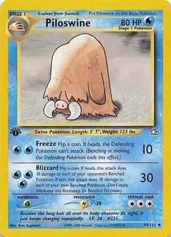 1st Edition 2000 Neo Genesis Piloswine 44/111 Wotc Vintage Pokemon Card - Image 1