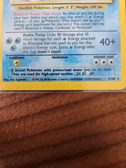 Pokemon TCG Blastoise Holo Unlimited Holographic Card 2/102 Base Set - Image 4