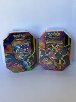 Pokemon TCG Mega Charizard X and Y ex Tin (Set of 2 Tins) Brand New Sealed - Image 1