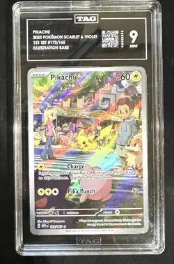 2023 Pokemon Scarlet Violet 151 MEW EN PIKACHU # 173 Illustration Rare TAG 9 - Image 1
