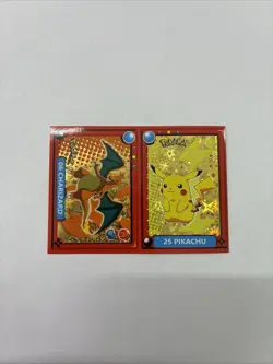 Pokemon Pokedex Sticker Pikachu #25 Charizard #6 Flash Edition Gold Star Holo - Image 1
