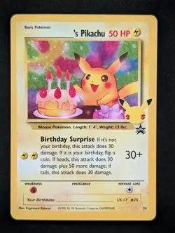 Pokemon TCG Birthday Pikachu 24/53 Celebrations Classic Collection LP - Image 1