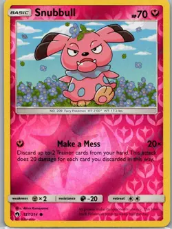 Pokemon TCG Snubbull 137/214 Lost Thunder Rev Holo NM - Image 1