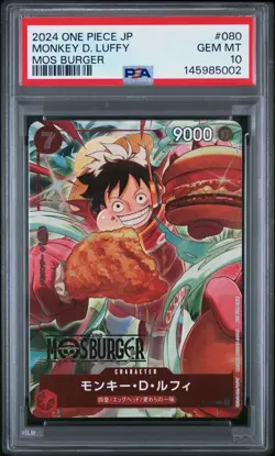 PSA 10 Monkey D Luffy P-080 Promo Mos Burger 2024 ONE PIECE Card Game JPN ! - Image 1