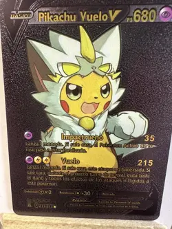 Pikachu Vuelo V Black Foil🕺 Fan Art🕺Spanish Card - Image 1