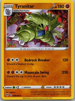Tyranitar 088/189 Holo Rare Darkness Ablaze Pokemon Holo Near Mint - Image 1