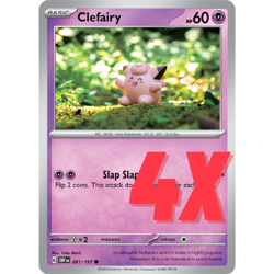 4X Pokemon TCG Clefairy 081/197 S&V Obsidian Flames Regular Playset 2023 NM - Image 1