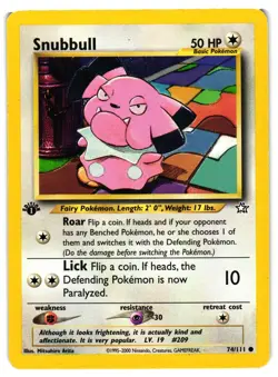 Pokemon TCG Snubbull 74/111 Common Neo Genesis 1st Edition LP - Image 1