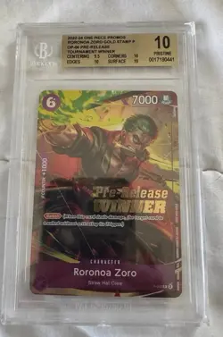 BGS 10 Roronoa Zoro OP-06 2022 One Piece Pre-Release Winner Stamped Foil - Image 1