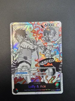 One Piece ST30-001 Luffy Ace Parallel L-P Leader Black White Textured Star - Image 1