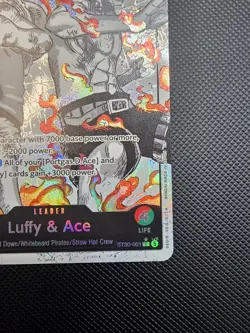 One Piece ST30-001 Luffy Ace Parallel L-P Leader Black White Textured Star - Image 3