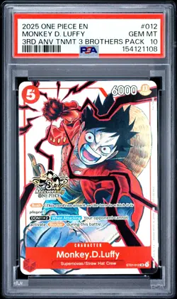 2025 One Piece 3RD Anniversary Tournament Pack Monkey D. Luffy PSA 10 #012 - Image 1