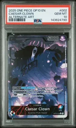 Caesar Clown Leader OP10-002 Alt Art Royal Blood One Piece English PSA 10 - Image 1