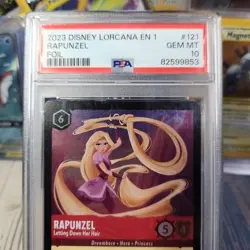Disney Lorcana The First Chapter Rapunzel Letting Down Her Hair #121 FOIL PSA 10 - Image 2