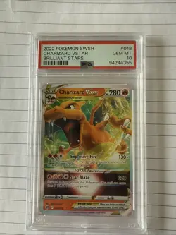 2022 Pokemon Sword and Shield Brilliant Stars Charizard Vstar R #18 PSA 10 - Image 1