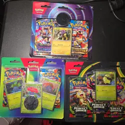 Pokemon TCG Mega Evolution Blister Lot Of 3 Phantasmal Flames Perfect Order New - Image 1