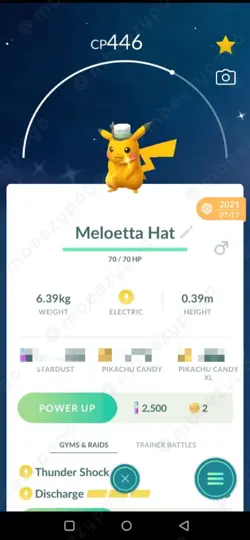 ✨ RARE Shiny Costume Pikachu Meloetta Hat, Go Fest 2021✨ Pokemon Go TRDE FAST - Image 1