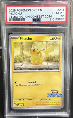 Pokemon Pikachu SV Promo Illustration Contest 2024 #214 PSA 10 - Image 1