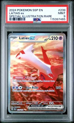 2024 POKEMON SSP EN-SURGING SPARKS SPECIAL ILLUSTRATION RARE LATIAS EX PSA 9 - Image 1