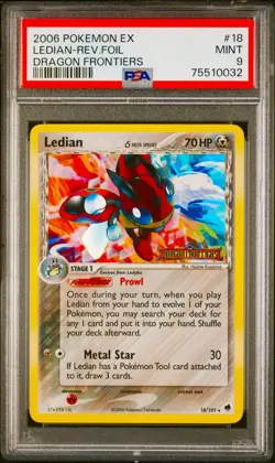 Ledian (Delta Species) 18/101 Dragon Frontiers Reverse Holo Pokemon 2006 PSA 9 - Image 1