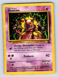 Mewtwo 14 Promo Wizards Black Star Promos Pokemon Damaged - Image 1