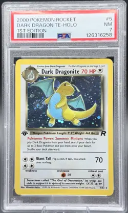 🔥 PSA 7 1st Edition Dark Dragonite Holo – Team Rocket (2000 WOTC) *SWIRL* - Image 1