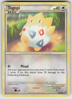 Togepi 70/90 Common HGSS Undaunted Pokemon Moderately Played - Image 1