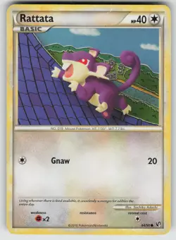 Rattata 64/90 Common HGSS Undaunted Pokemon Heavily Played - Image 1