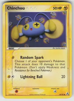 Chinchou 50/92 Common Legend Maker Pokemon Damaged - Image 1