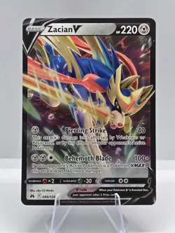 Zacian V 095/159 Holo V Rare Crown Zenith Pokemon NM - Image 1
