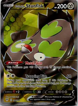Galarian Stunfisk V 184/189 Ultra Rare Darkness Ablaze Pokemon Holo Near Mint - Image 1