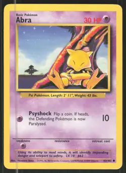 Pokemon TCG Base Set #043/102 Abra LP - Image 1