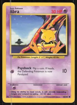Pokemon TCG Base Set #043/102 Abra LP - Image 1